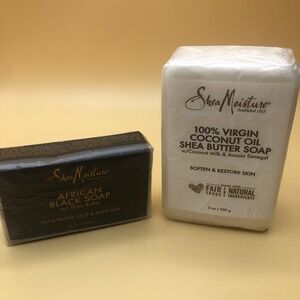 SheaMoisture African Black Soap Blemish-Prone Bar 3.5 oz PLUS 8 Oz Coconut Shea